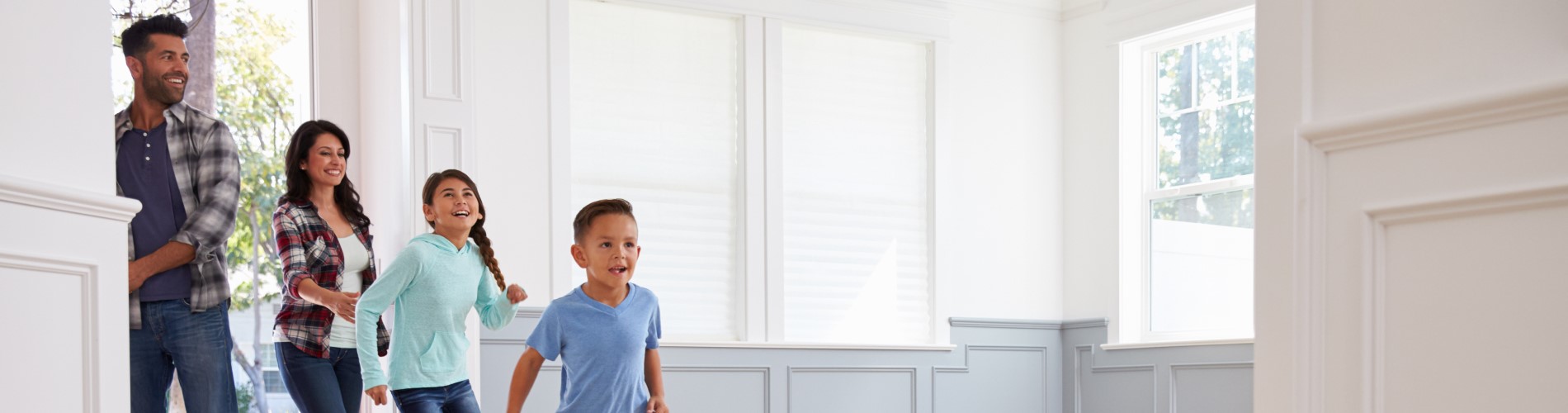 Family entering new home